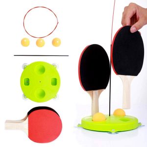 Table Tennis Trainer Ping Pong Ball Paddles Set with Flexible Rapid Rebound Device