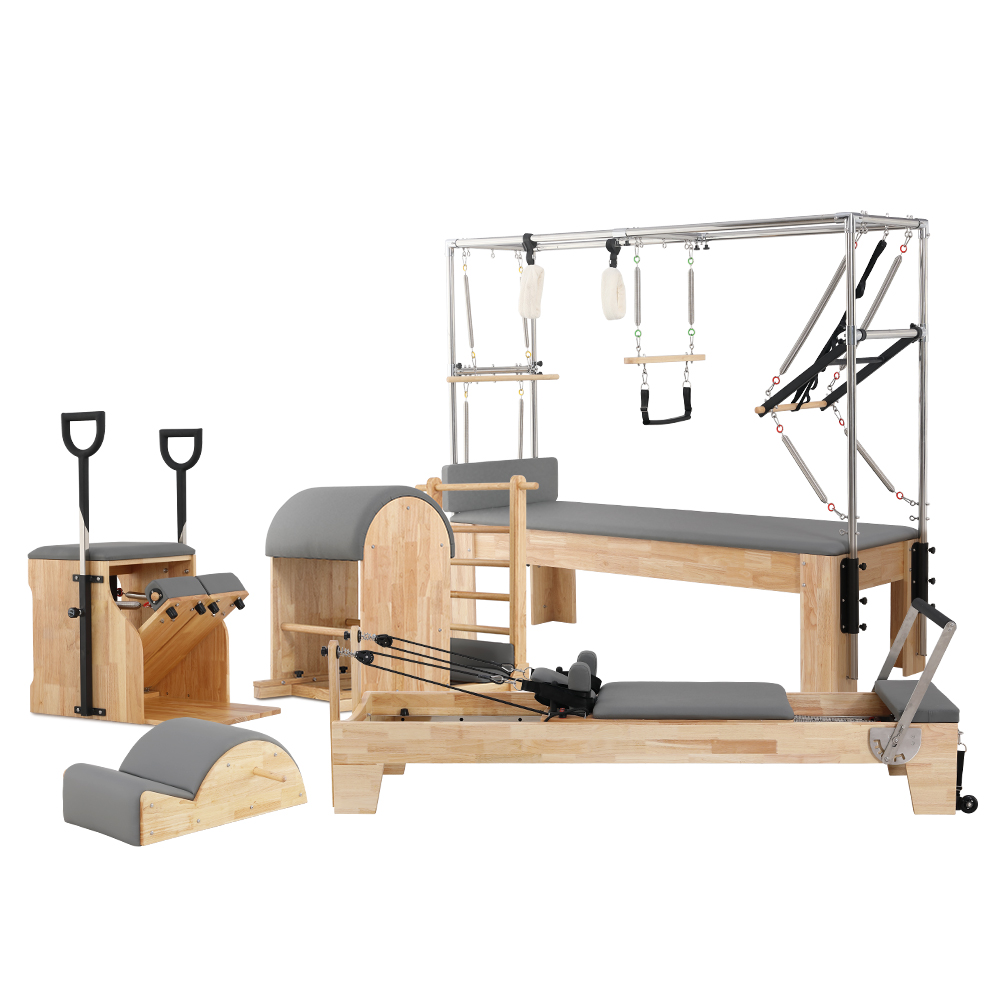 JMQ FITNESS 5-Piece Trapeze Table Reformer Chair Ladder Barrel Spine  Corrector Pilates Machine Set - Grey - TRsports