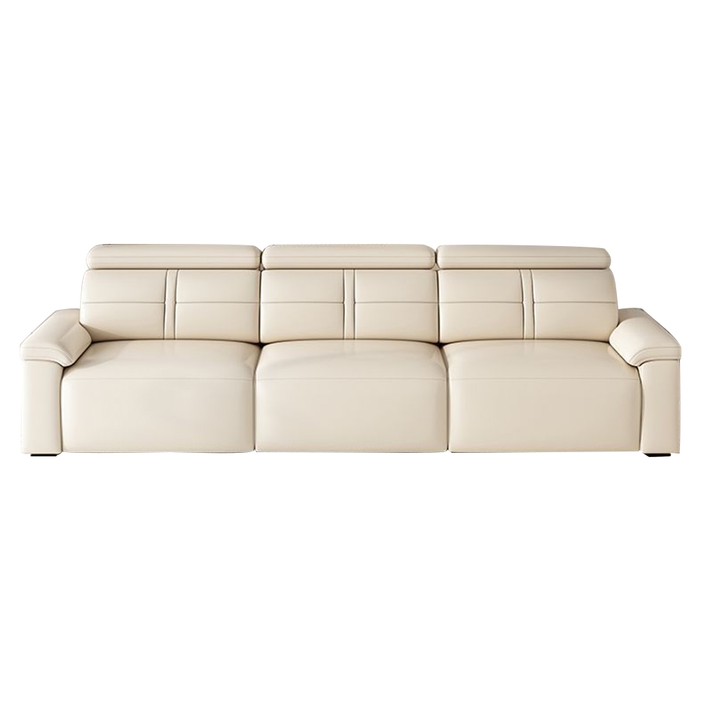 MASON TAYLOR Genuine Leather Sofa Bed W/ Remote Control - Beige - TRsports